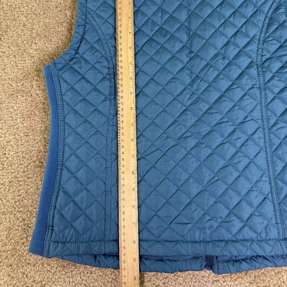 Laura Scott Womens Blue Quilted Vest Zip Front Size Medium Outerwear F061 - Picture 8 of 9
